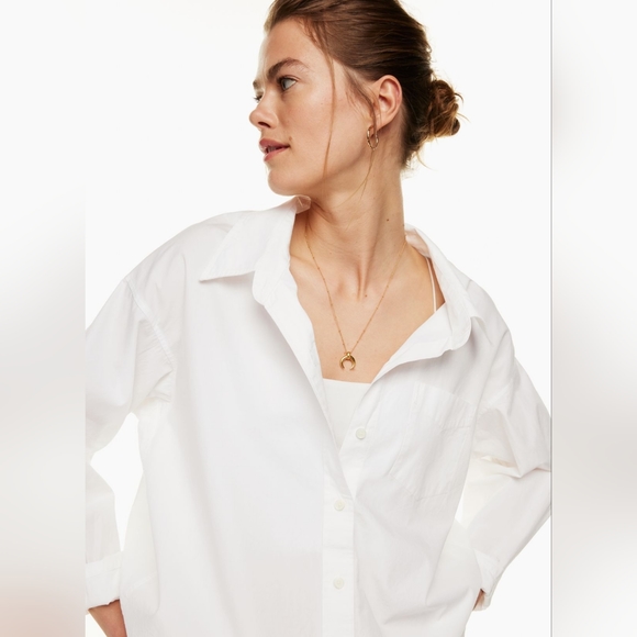 Aritzia Wilfred Free Relaxed Poplin Shirt Sz M - Picture 3 of 9